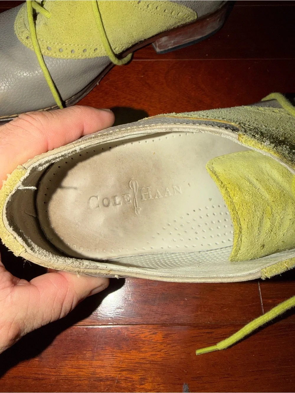 Cole Haan Men's Two-Tone Gray and Yellow Lace-Up Oxfords - Saddle Shoes